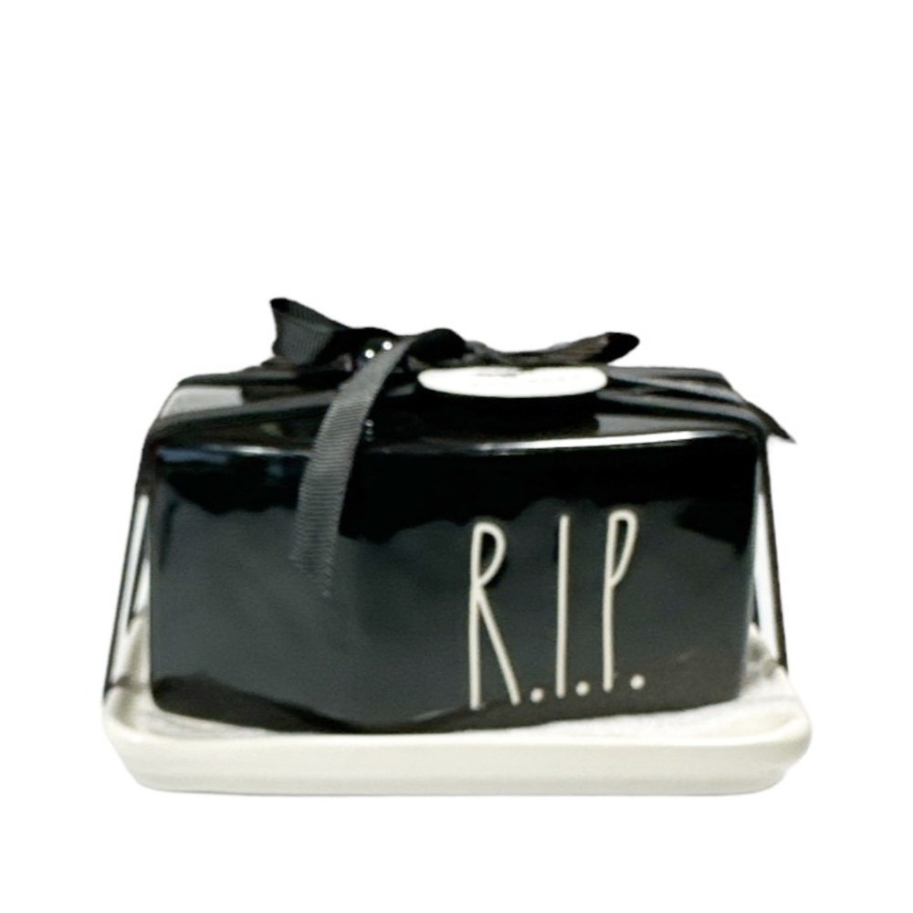 NEW Rae Dunn R. I. P. BLACK COFFIN Butter Dish